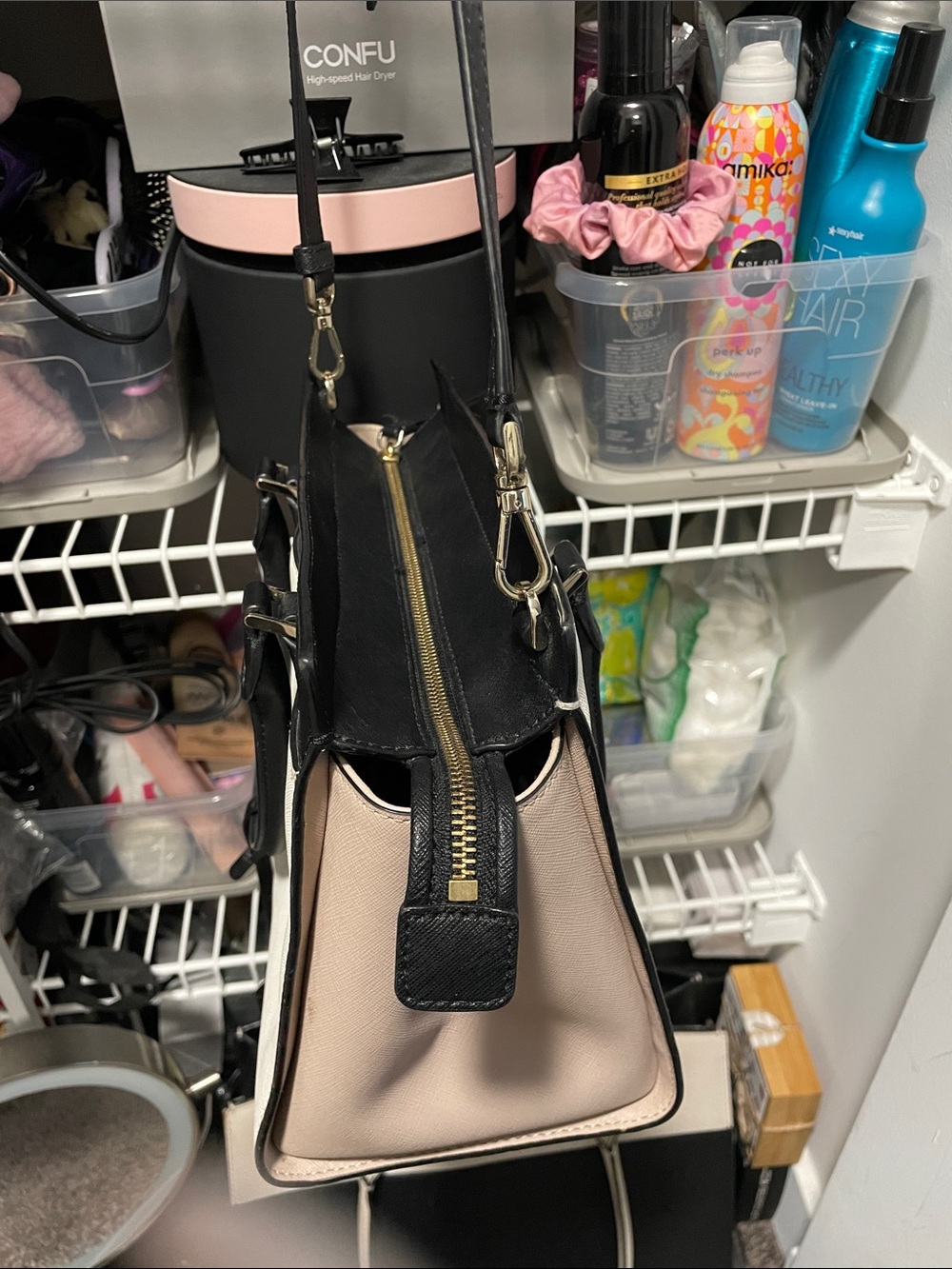 kate spade Black, White and Tan Leather Structured Purse with Wallet - Picture 2 of 8